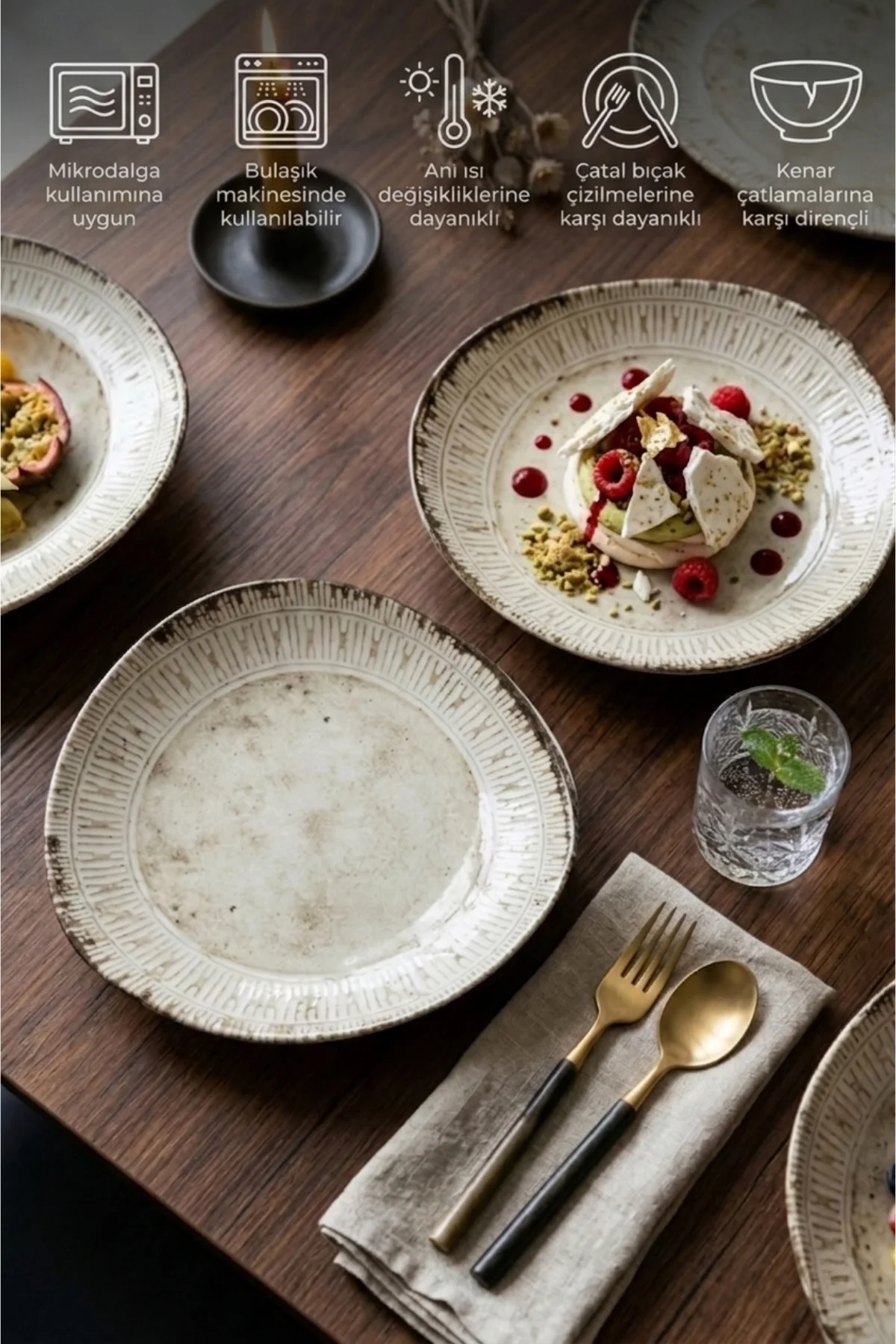 Stonecraft Trior Serisi 6 Adet 22cm Pasta Tabağı- Sunum Kahvaltı 