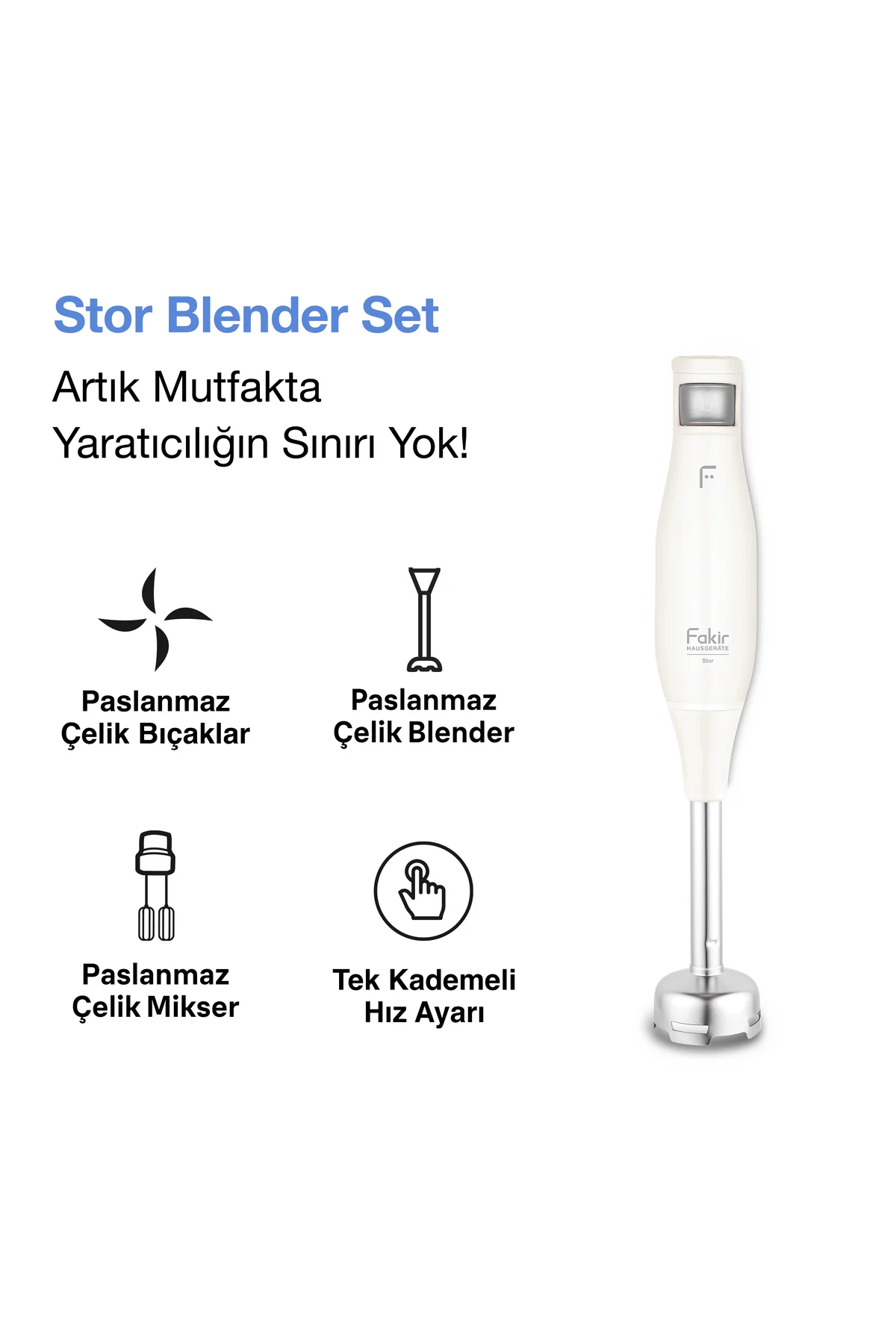 Stor Blender Seti Krem 1000W – Paslanmaz Çelik Bıçaklı 2 Hızlı Ço