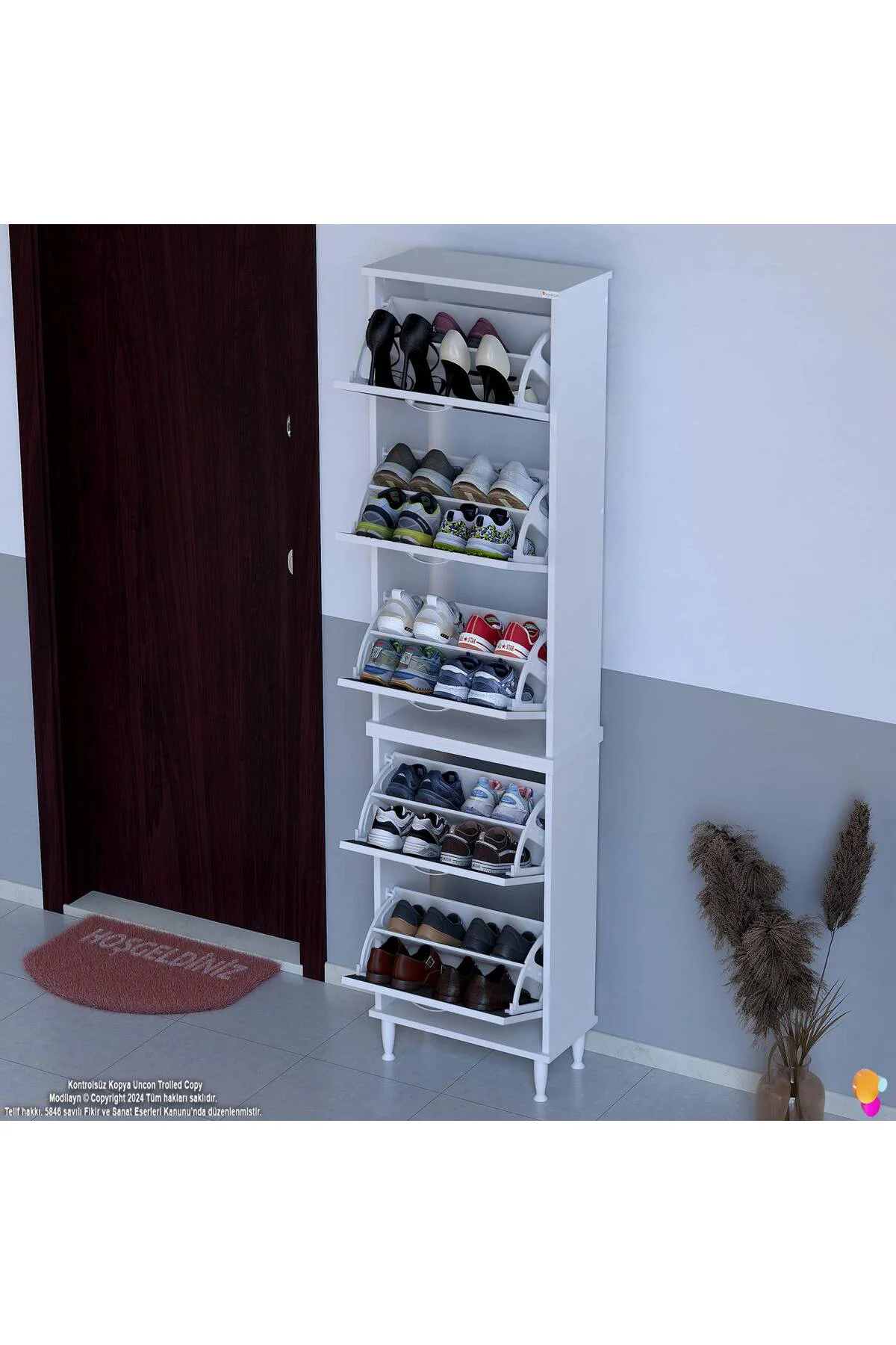 Store Ayaklı Antrasit Ayakkabılık 52 cm Kapı Önü/Giyim Odası/Antr