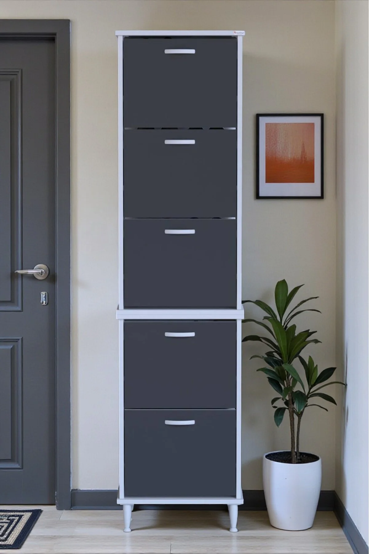 Store Ayaklı Antrasit Ayakkabılık 52 cm Kapı Önü/Giyim Odası/Antr