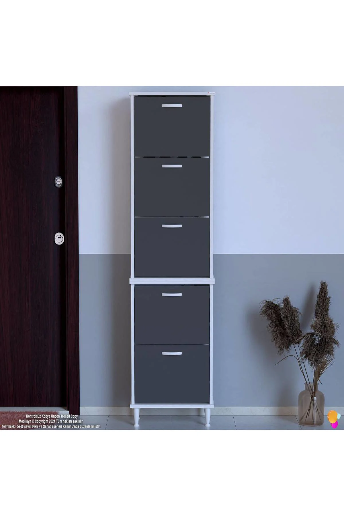 Store Ayaklı Antrasit Ayakkabılık 52 cm Kapı Önü/Giyim Odası/Antr