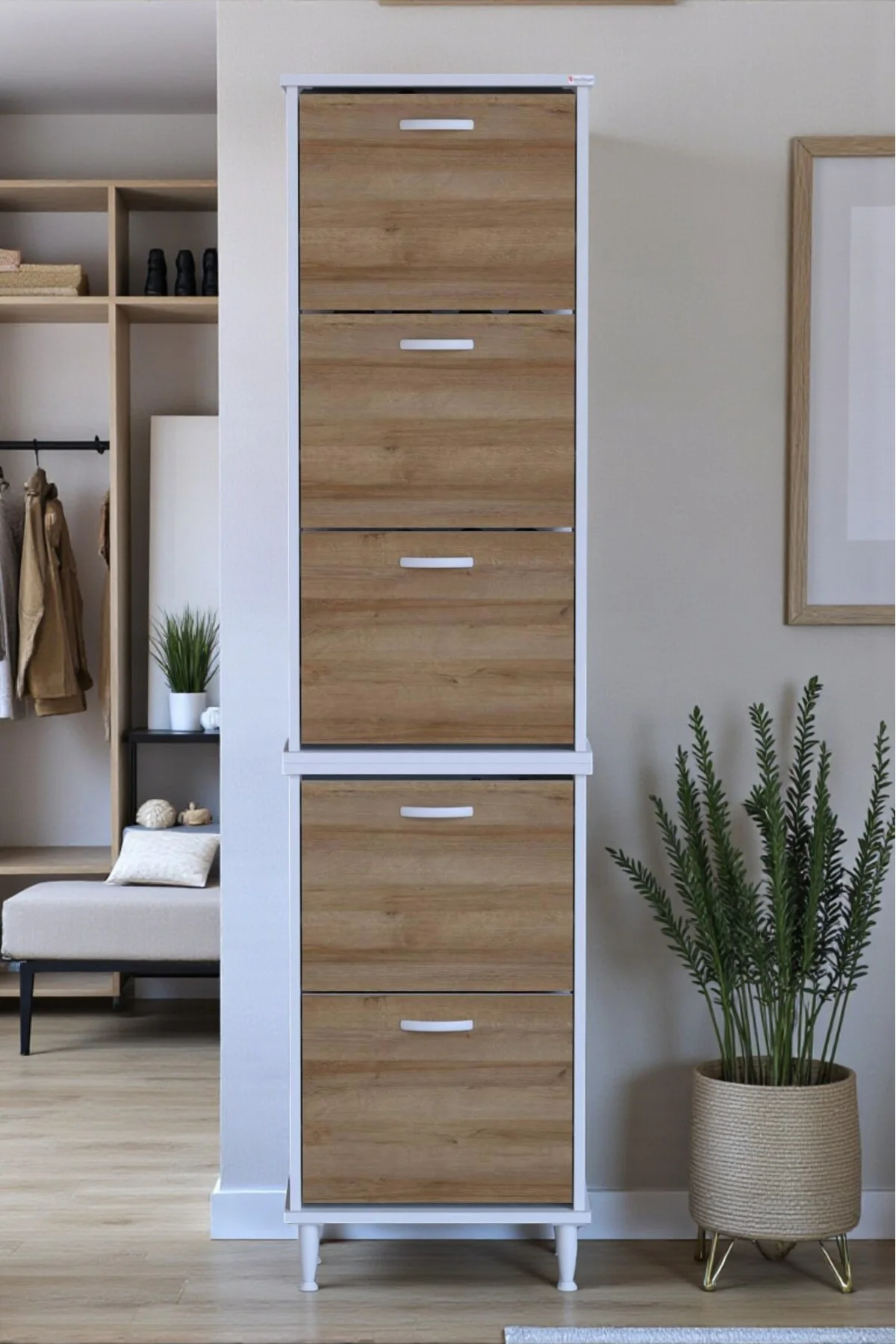 Store Ayaklı Meşe Ayakkabılık 52 cm Kapı Önü/Giyim Odası/Antre Uy