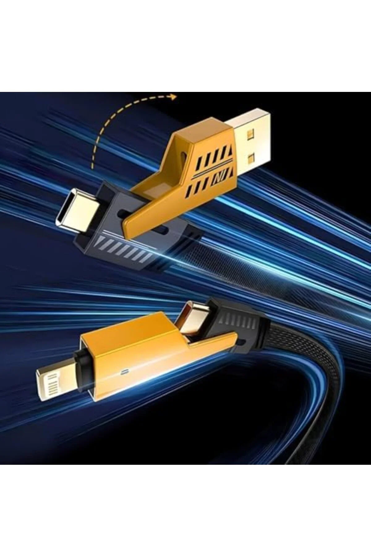 Storesellm 4'ü 1 Arada 65W PD Hızlı Şarj Kablosu - Type C/USB/Lig