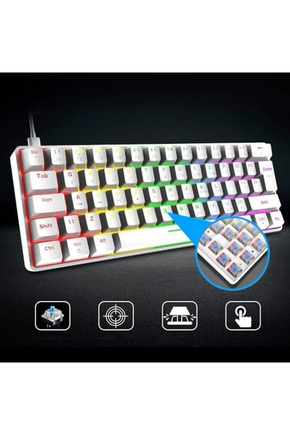 Storesellm Oyuncu Klavyesi RGB Klavye 20 Modlu Ayarlanabilir Renk