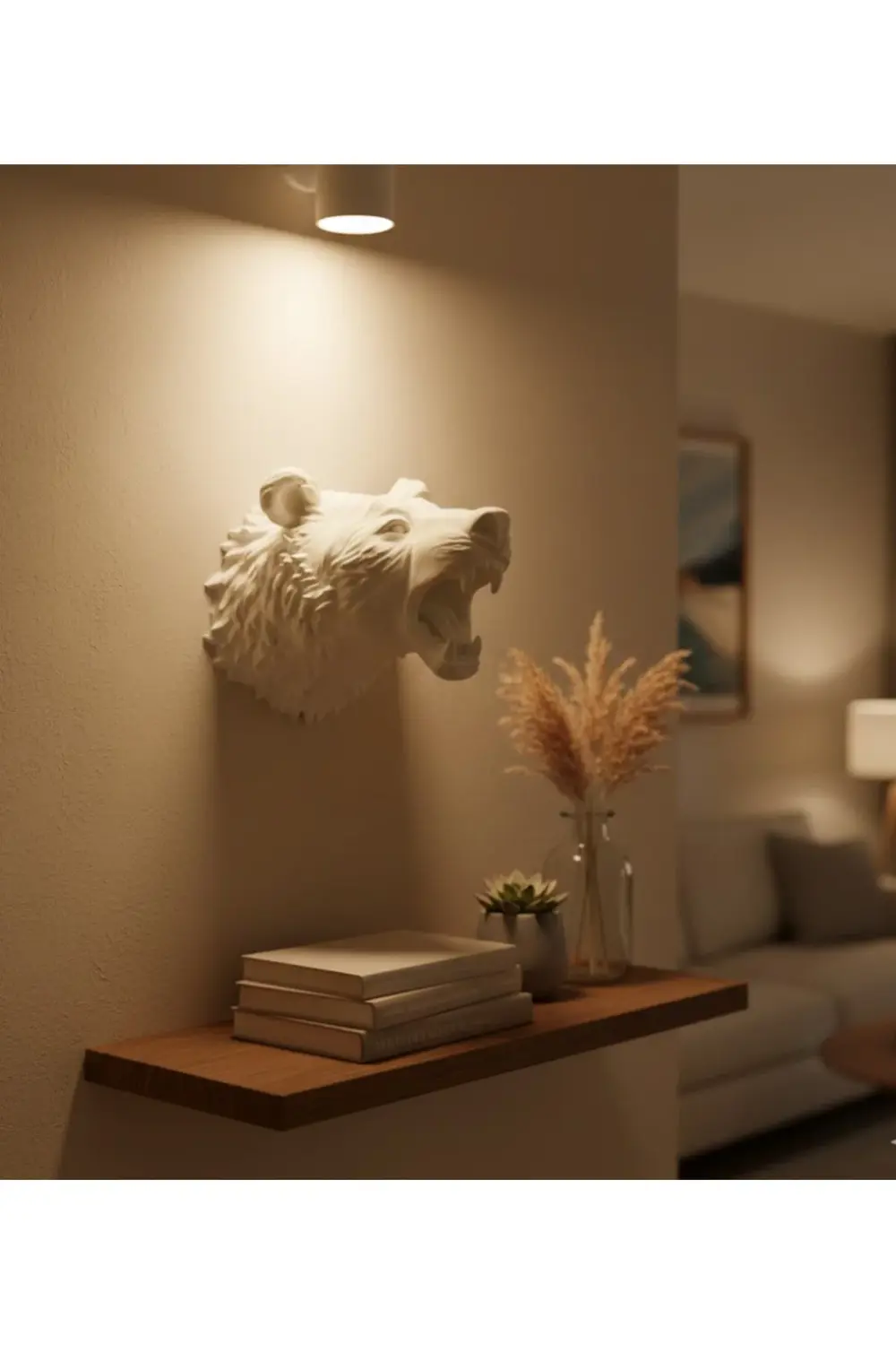 STOROZAL Beyaz Renk 3D Ayı Başı (105449) Duvar Dekoru
