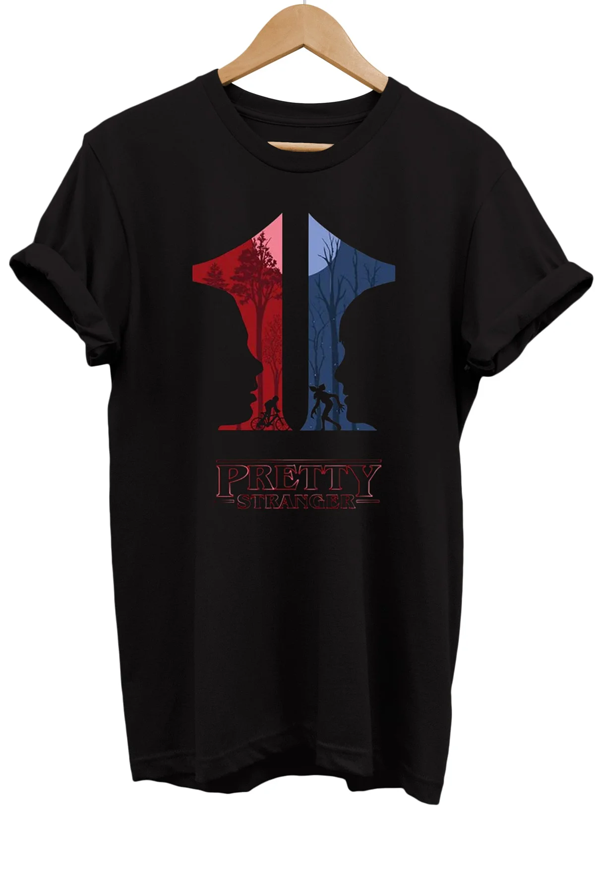 Stranger Things Baskılı %100 Pamuk Basic T-shirt Normal Beden Tişört