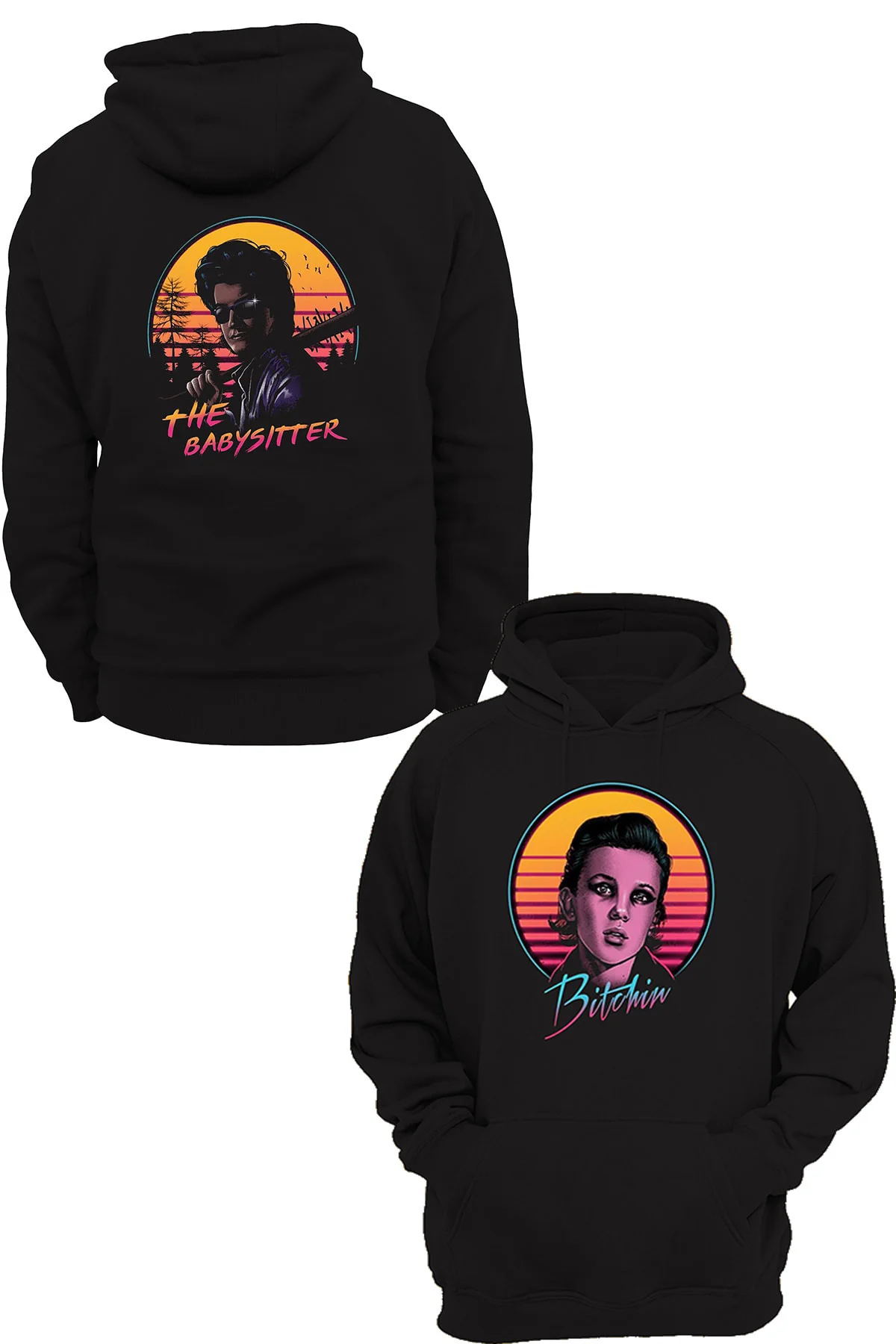 Stranger Things Çift Baskılı, %100 Pamuk, 3 Ipl. Şardonlu, Içi Polar, Çok Kalın Hoodie