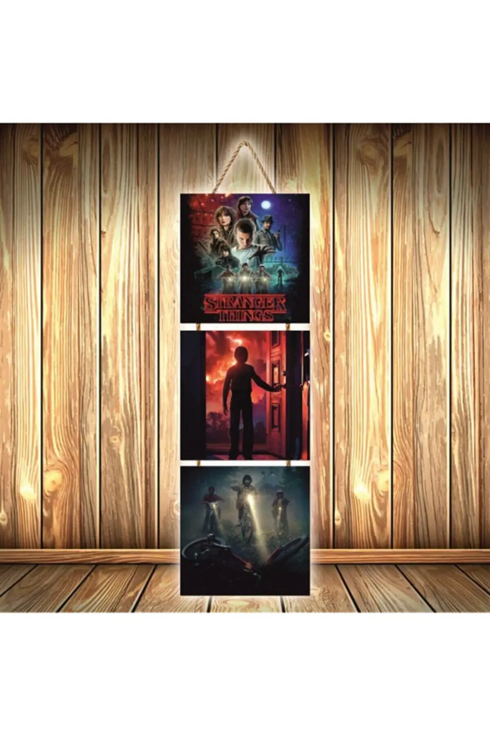 Stranger Things Tasarımlı Üçlü Retro Ahşap Poster Ü343 Fiyatı, Yorumları ve Özellikleri