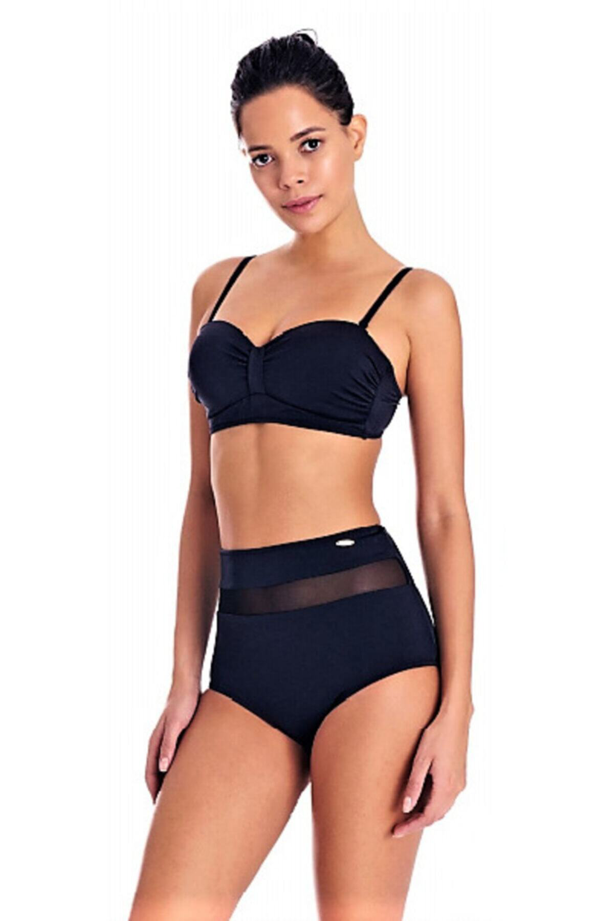 Sunsurf Straplez Kapli Yüksek Bel Bikini Takimi Siyah