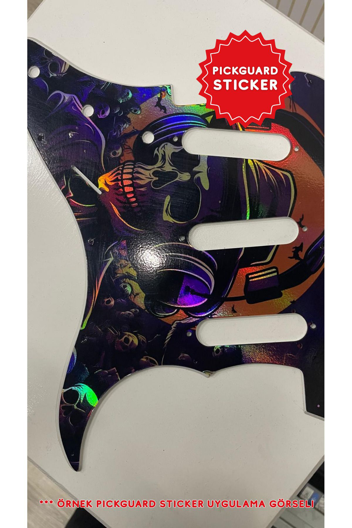 Salvador Strat Kasa Elektro Gitar Sss Pickguard Sticker (Skull2)