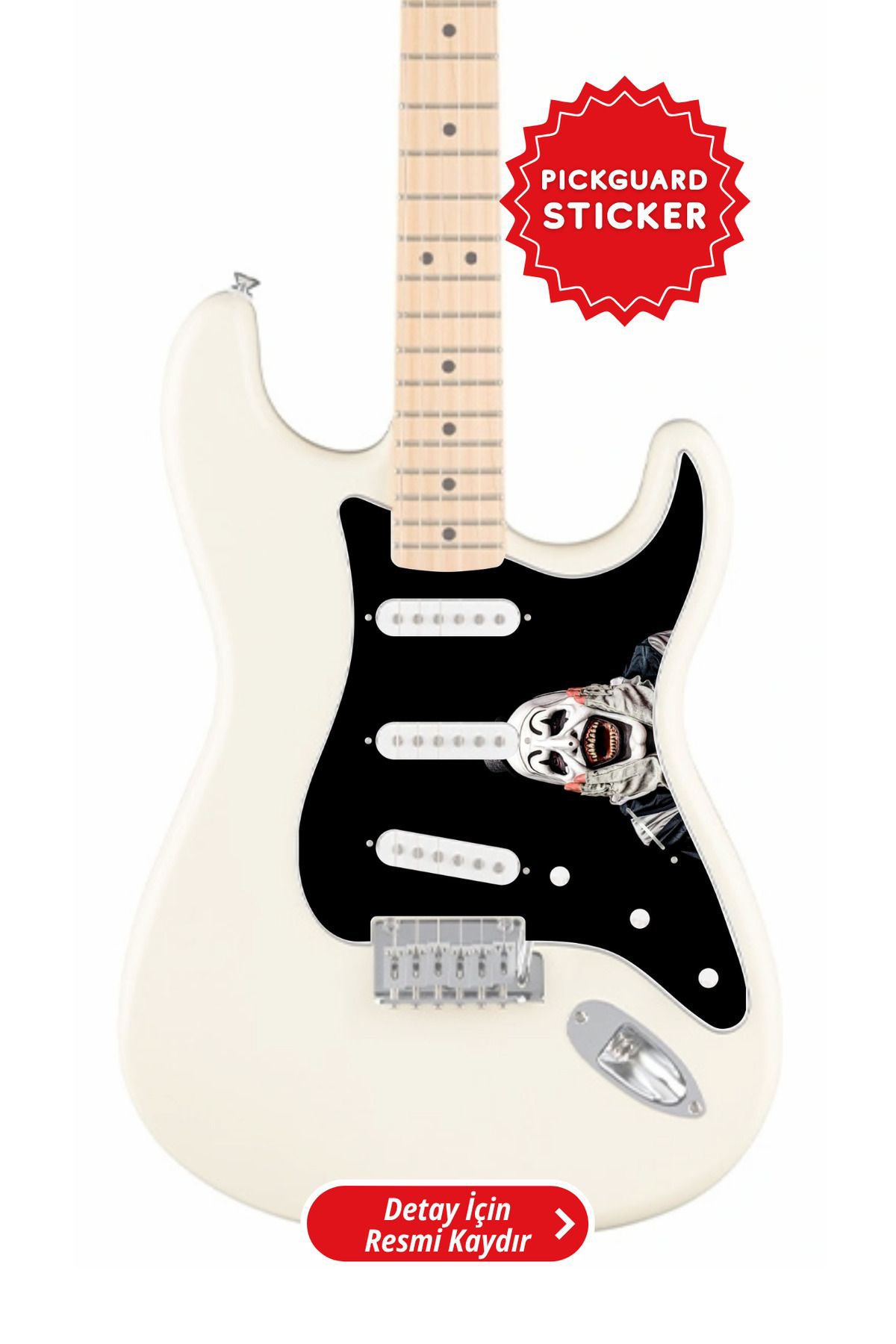 Salvador Strat Kasa Elektro Gitar Sss Pickguard Sticker (Flower And Skull)
