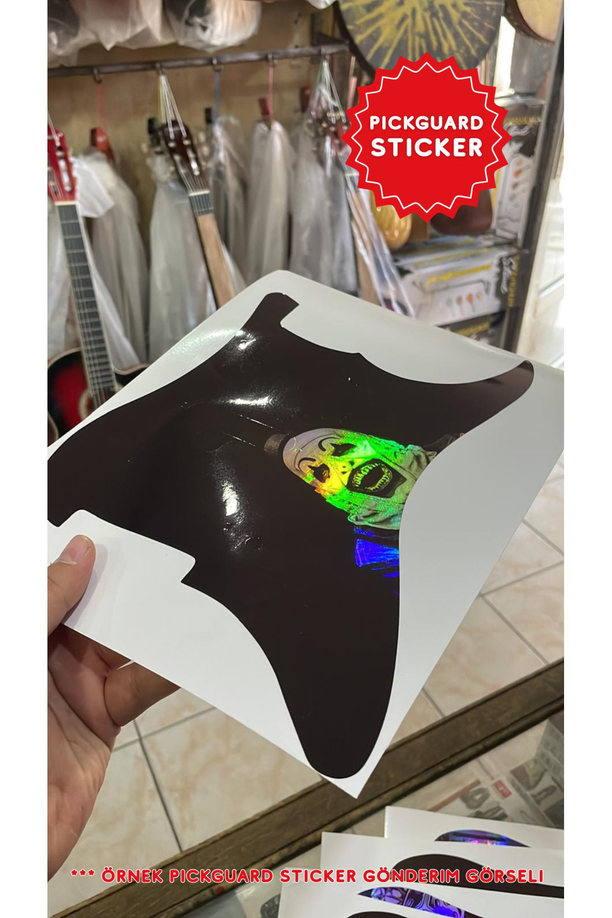 Salvador Strat Kasa Elektro Gitar Sss Pickguard Sticker (Flower And Skull)