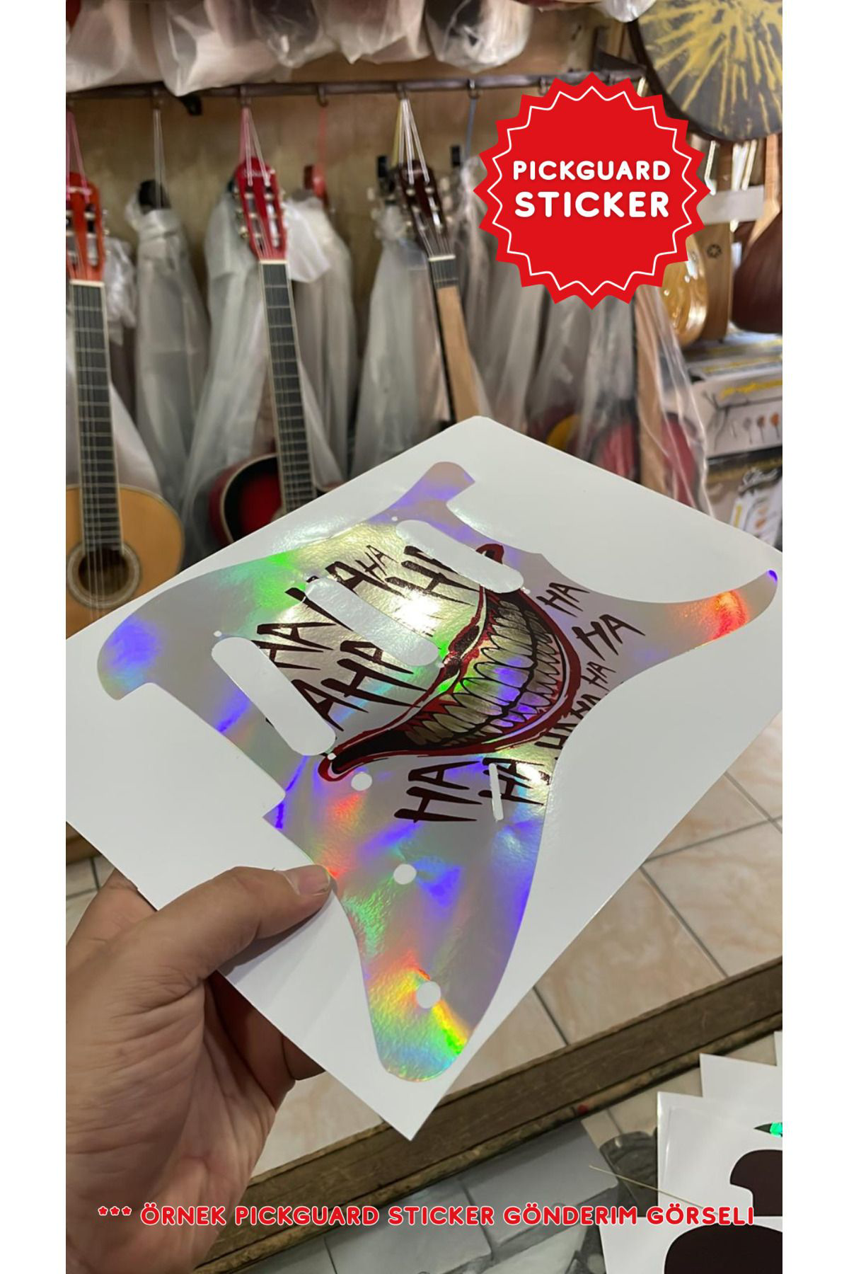 Salvador Strat Kasa Elektro Gitar Sss Pickguard Sticker (Rose And Skull)