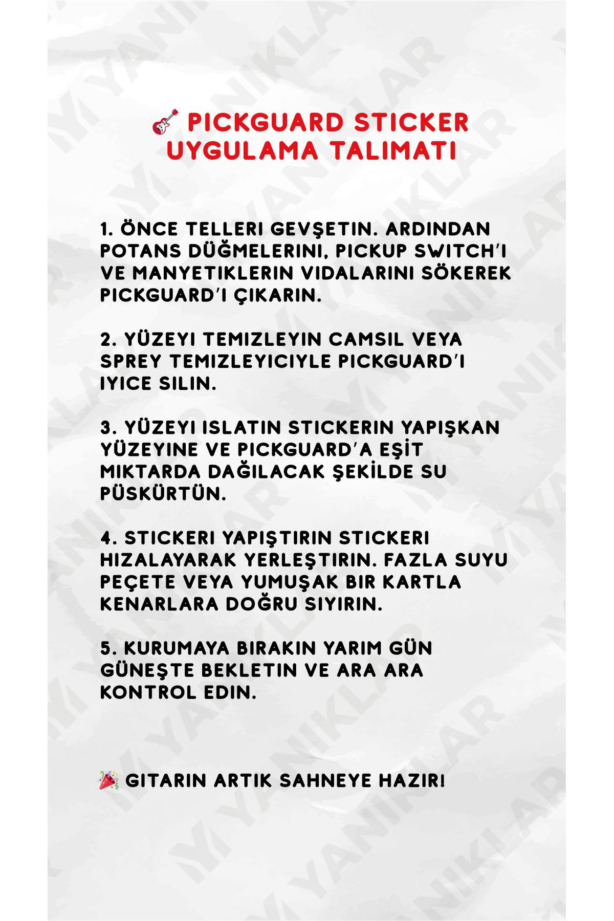 Salvador Strat Kasa Elektro Gitar Sss Pickguard Sticker (Metalica)