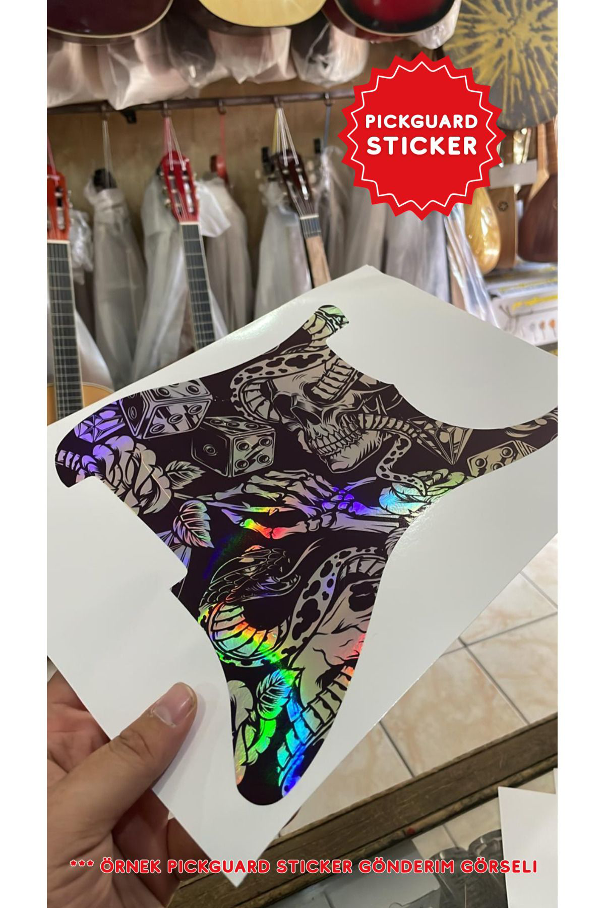 Salvador Strat Kasa Elektro Gitar Sss Pickguard Sticker (Skull2)