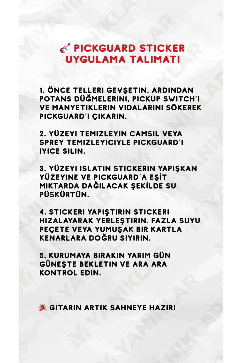 Strat Kasa Elektro Gitar Sss Pickguard Sticker (H.QUİNN)