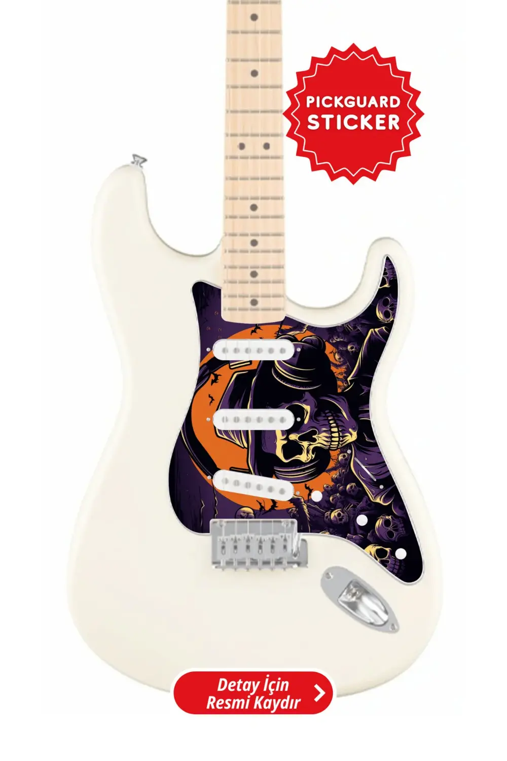 Strat Kasa Elektro Gitar Sss Pickguard Sticker (SKULL2)