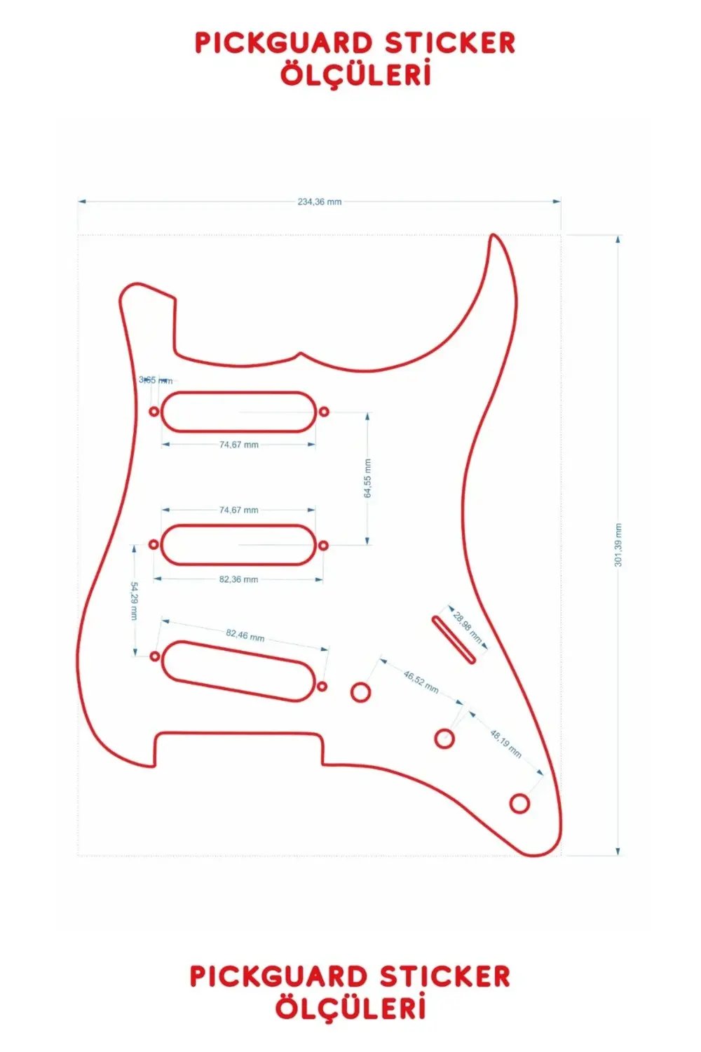 Strat Kasa Elektro Gitar Sss Pickguard Sticker (SKULL2)