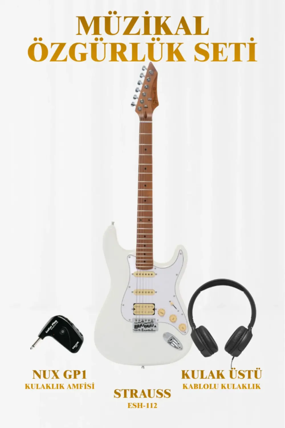 Strauss ESH-112 HSS Elektro Gitar KULAKLIK AMFİ SETİ