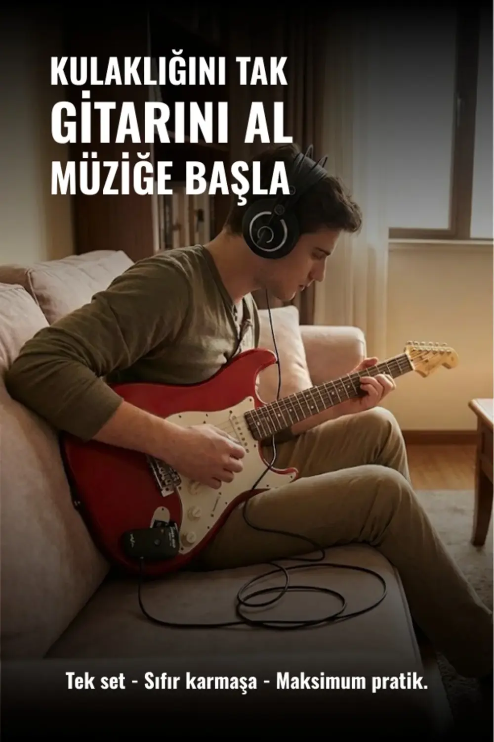 Strauss ESH-112 HSS Elektro Gitar KULAKLIK AMFİ SETİ