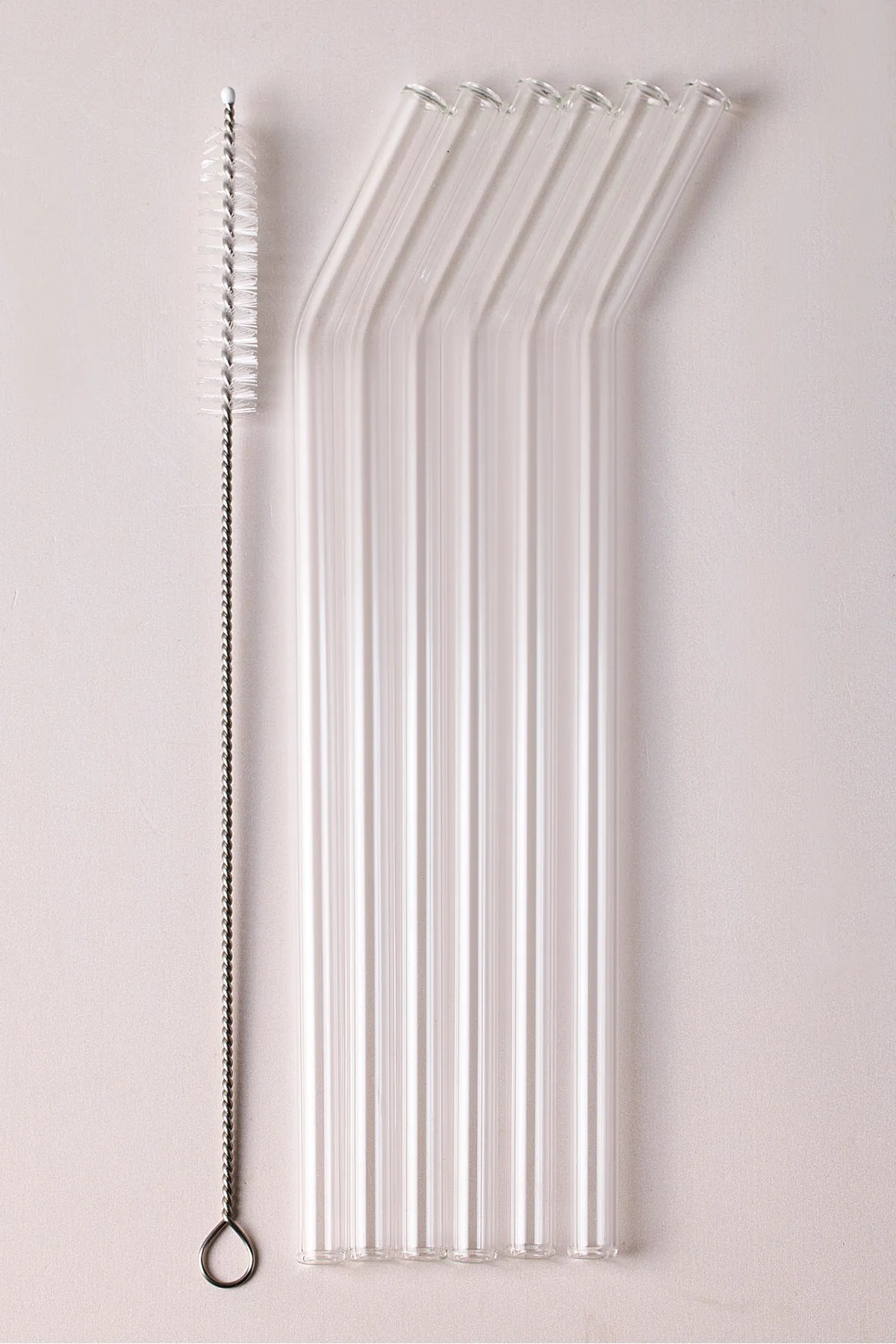 Mutfaksultani Straw 6'Li Şeffaf Cam Eğimli İsiya Dayanikli (Borosilikat) Pipet