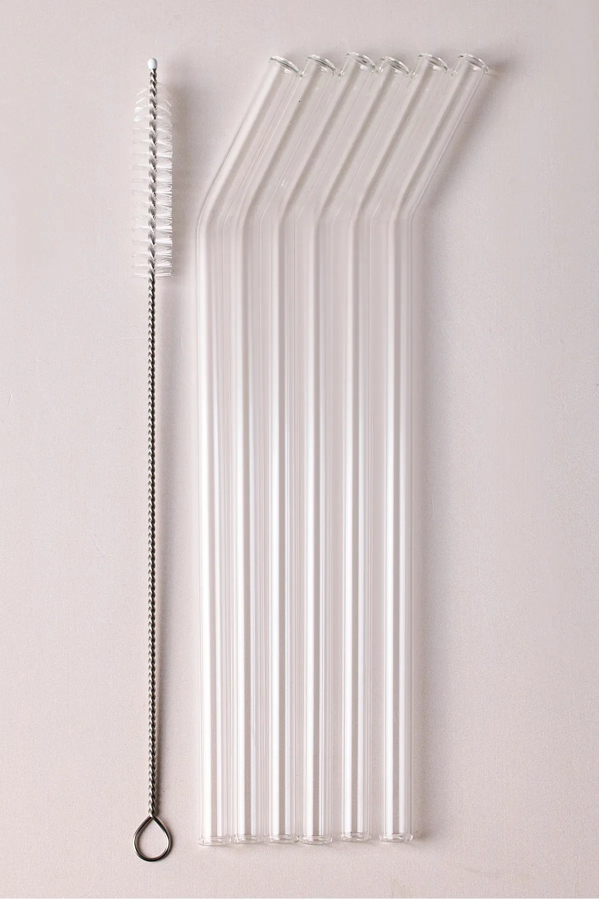 Straw 6'lı Şeffaf Cam Eğimli Isıya Dayanıklı (Borosilikat) Pipet 