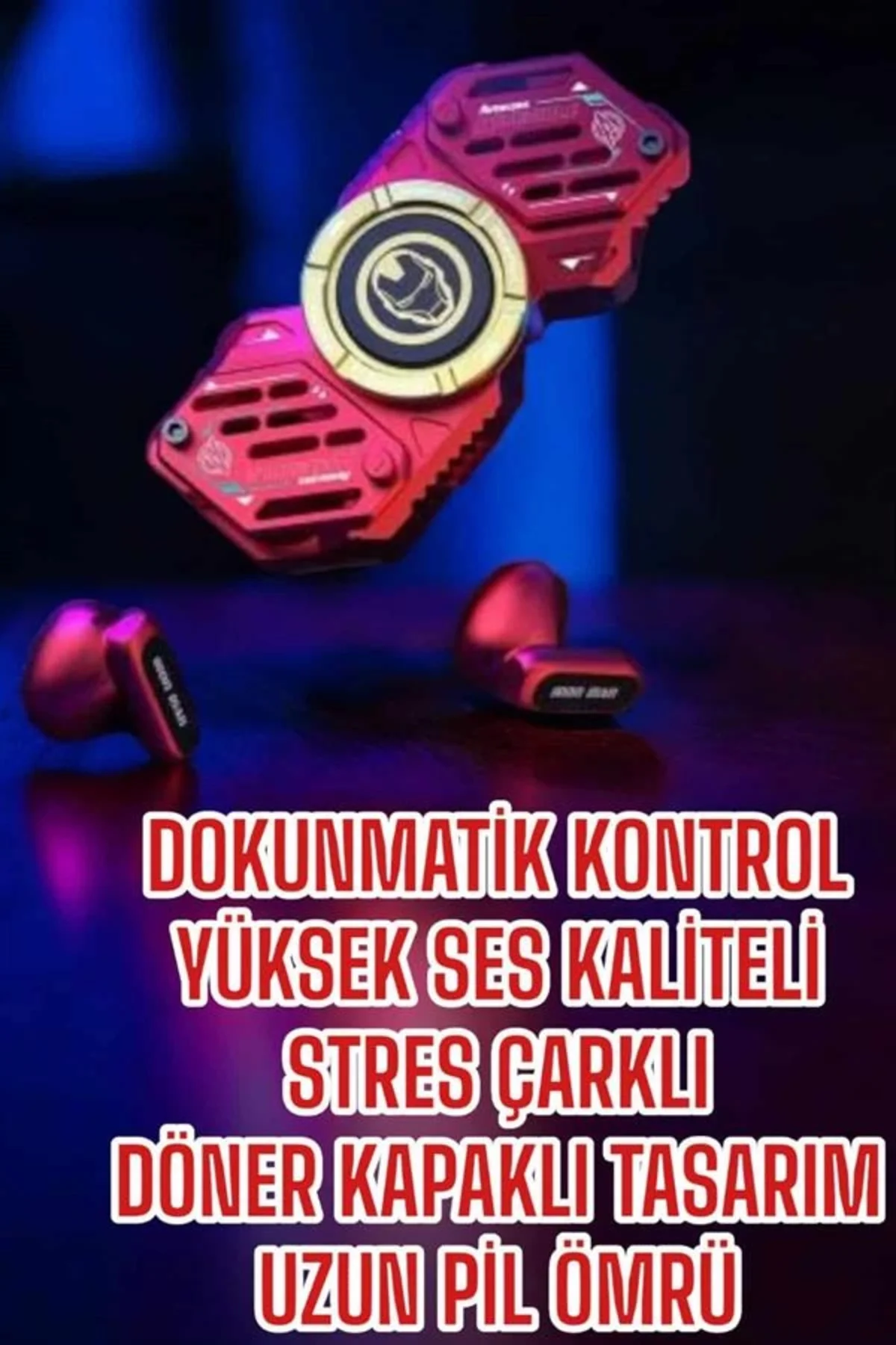 Stres Çarklı Bluetooth Kulaklık Kablosuz Kırmızı Yüksek Ses Kalit