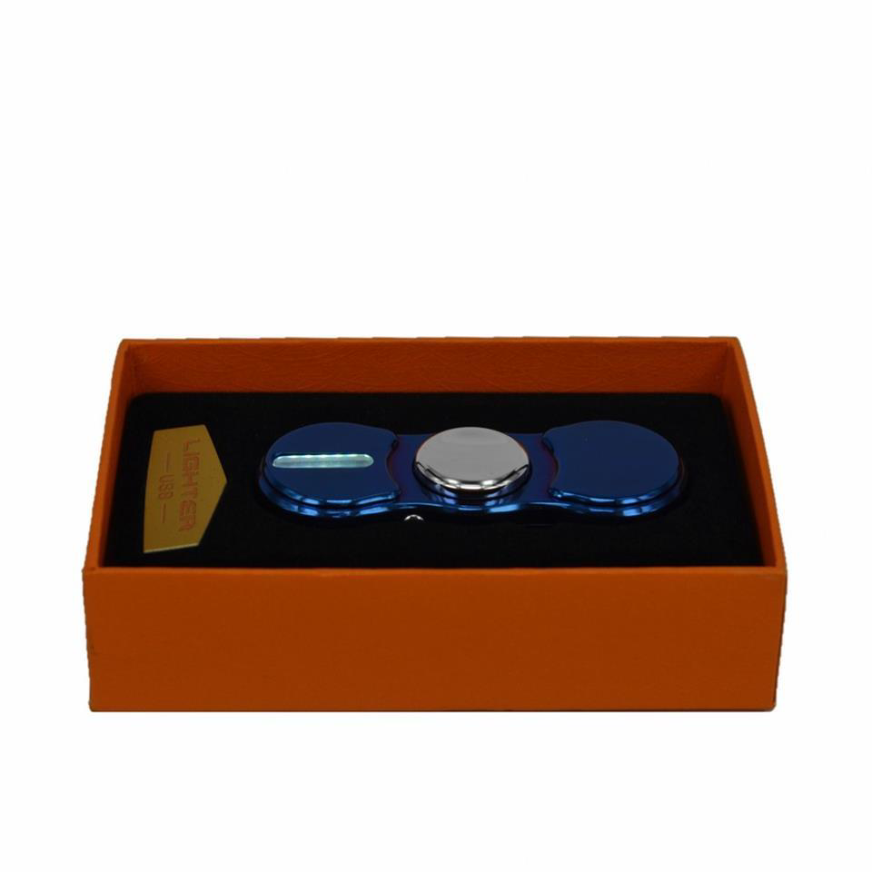 Anka Stres Çarklı İşıklı Usb Şarjlı Tesla Çakmak Lacivert