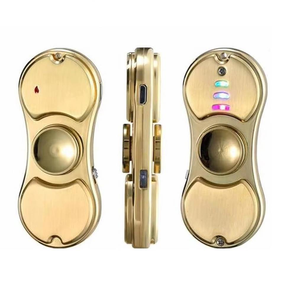 Anka Stres Çarklı İşıklı Usb Şarjlı Tesla Çakmak Altın Sarısı