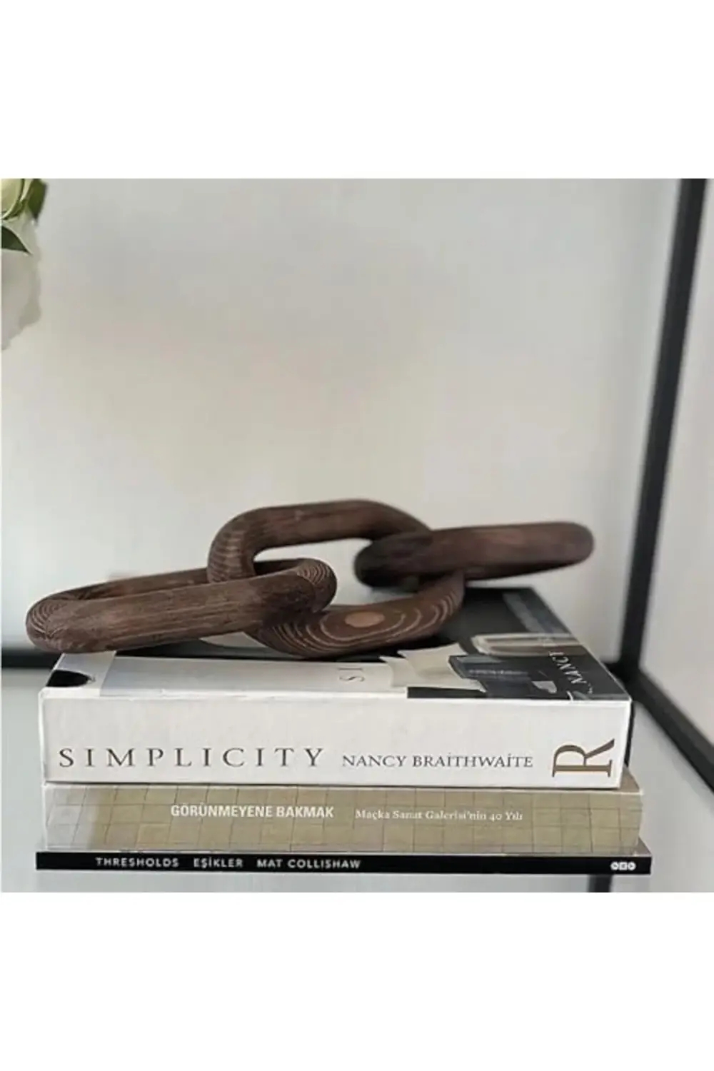 STUDIO Ahşap Zincir, Ahşap Dekoratif Zincir, Ahşap Beyaz Rengi Zi