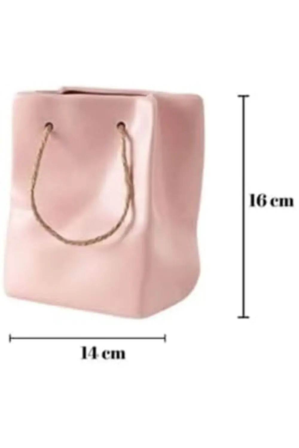 STUDIO Dekoratif Seramik Çanta Şeklinde Vazo CB001-WH (PEMBE) pol