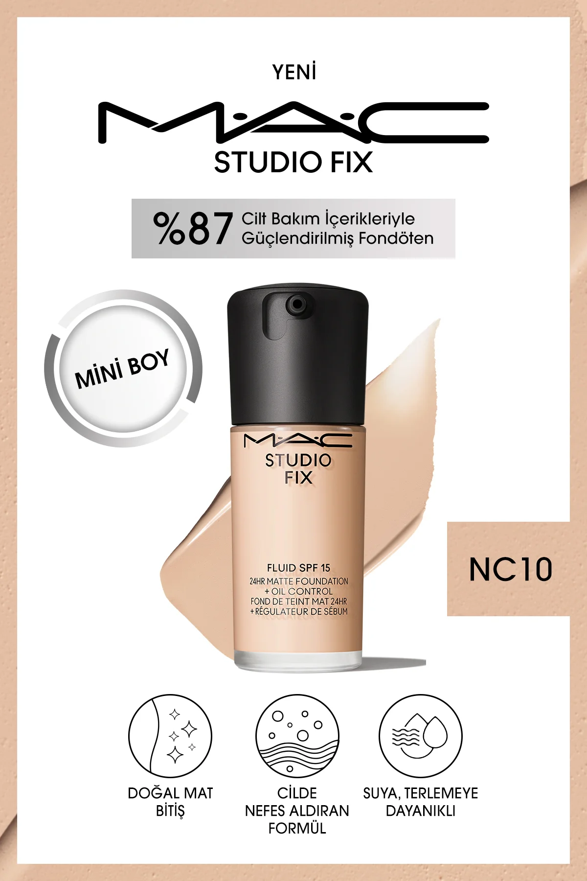 STUDIO FIX FLUID SPF 15 MINI MAT FONDÖTEN-NC10 15 ml