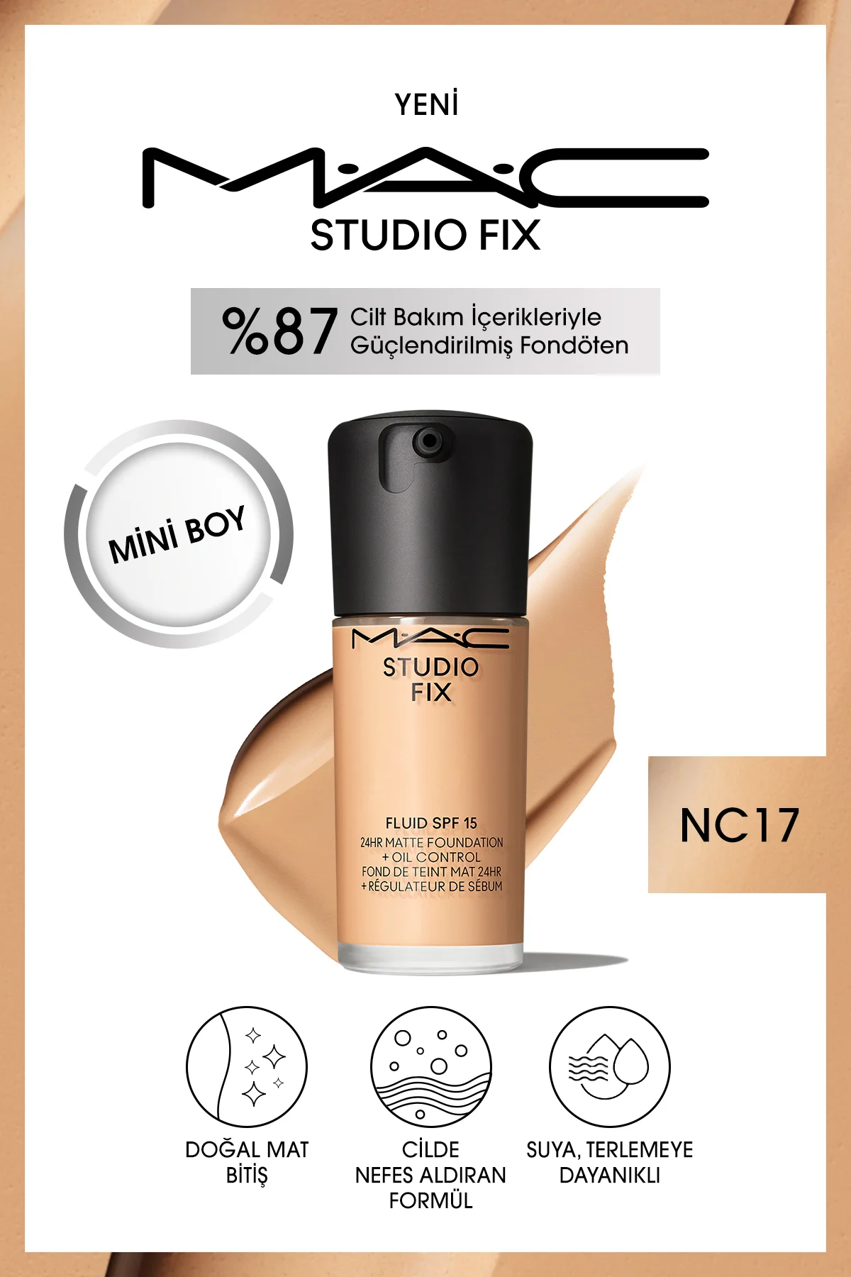 Studıo Fıx Fluıd Spf 15 Mını Mat Fondöten-nc17 15 ml