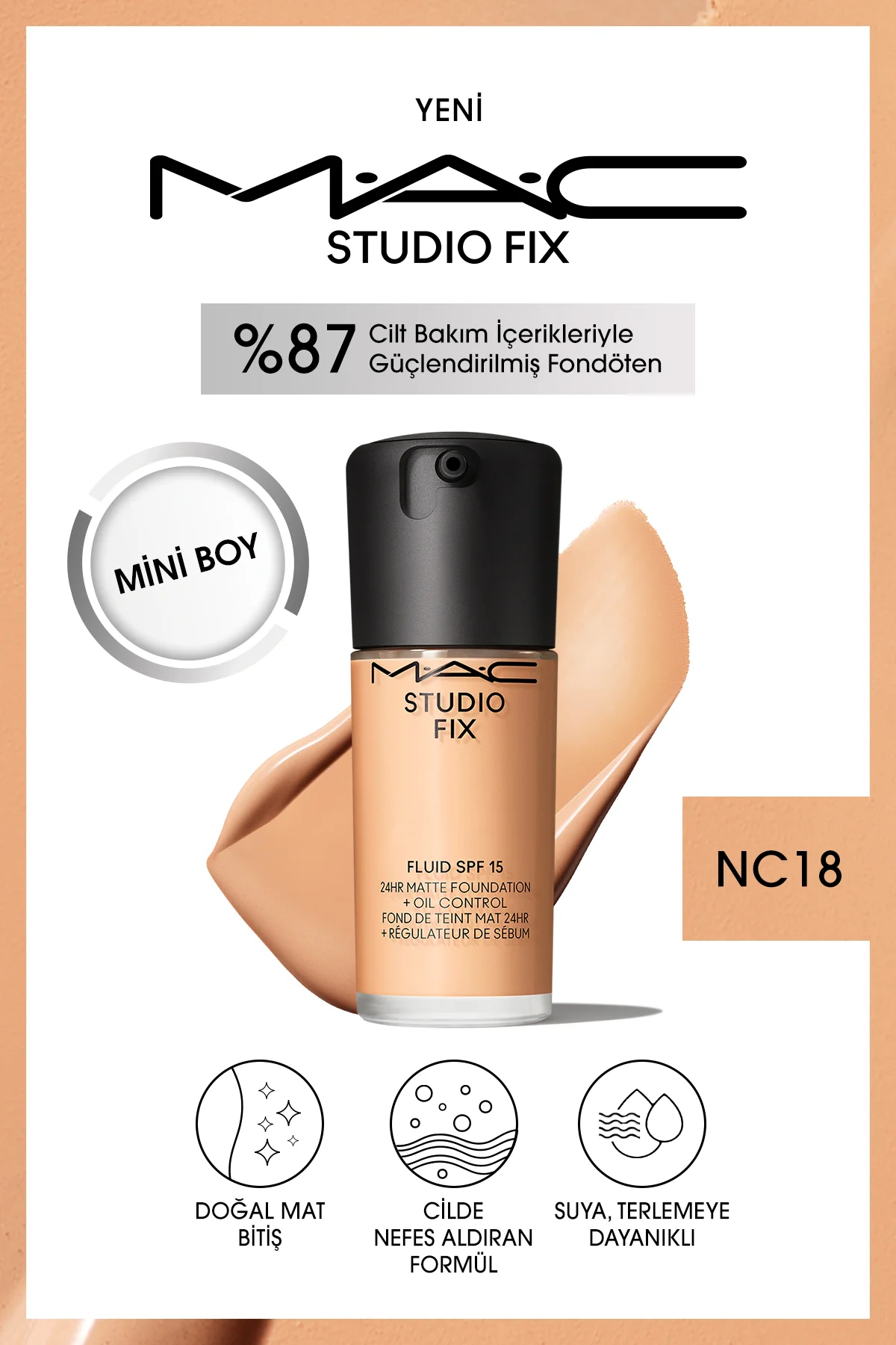 Studıo Fıx Fluıd Spf 15 Mını Mat Fondöten-nc18 15 ml