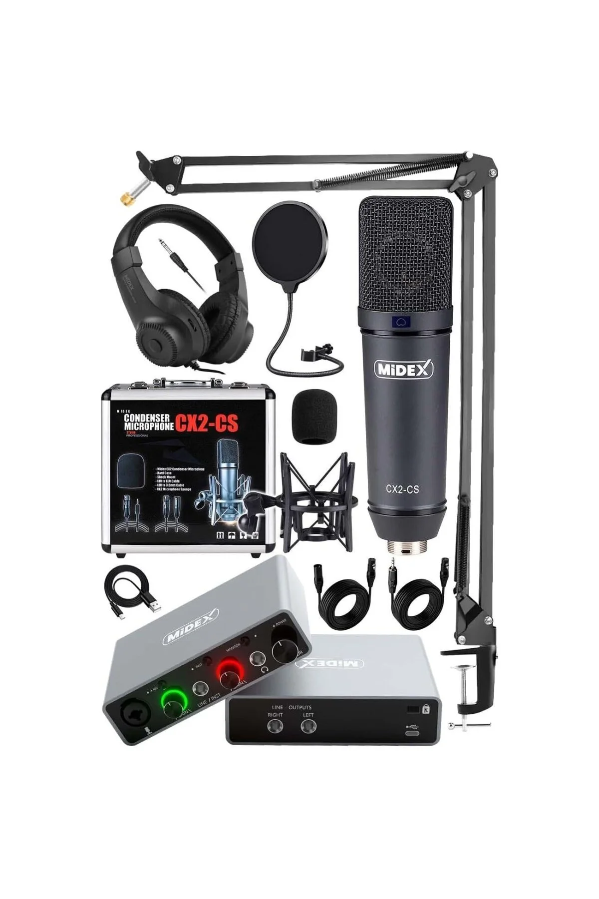 Stüdyo Ekipmanları Exclusive Paket-1 CX2 Mikrofon GLX-600 Ses Kar