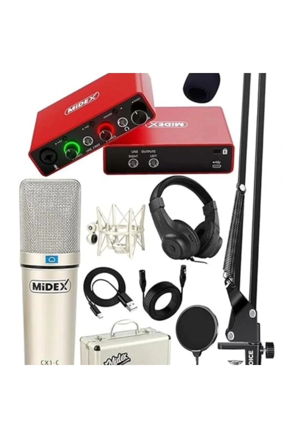 Stüdyo Ekipmanları Paket 3 Cx1 Mikrofon Ses Kartı Stüdyo Kayıt Se