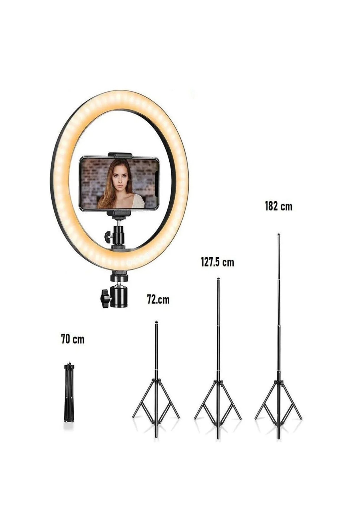 Stüdyo Işığı Tripodlu Telefon Tutucu Stand Selfie Led Işıklı Yout