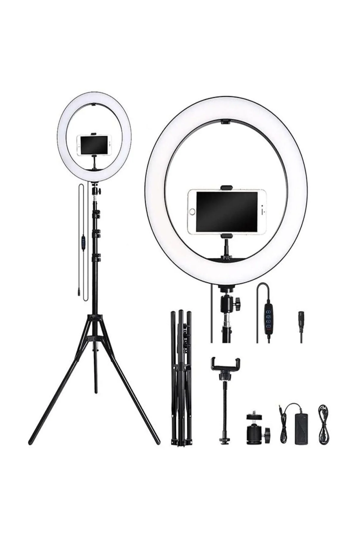 Stüdyo Işığı Tripodlu Telefon Tutucu Stand Selfie Led Işıklı Yout