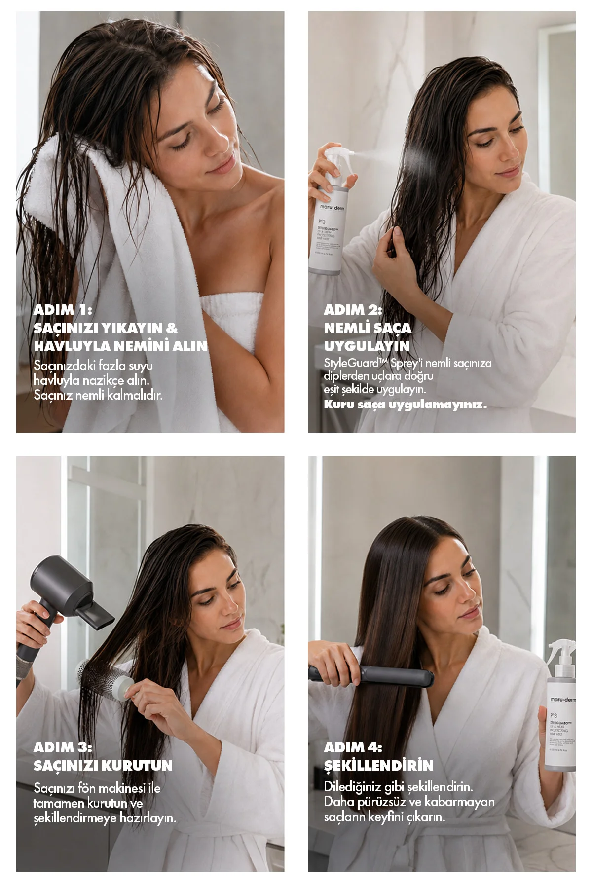 StyleGuard™ UV & Isı Koruyucu Saç Spreyi – Güneş ve Isı Koruyucu Hair Mist 200 ML