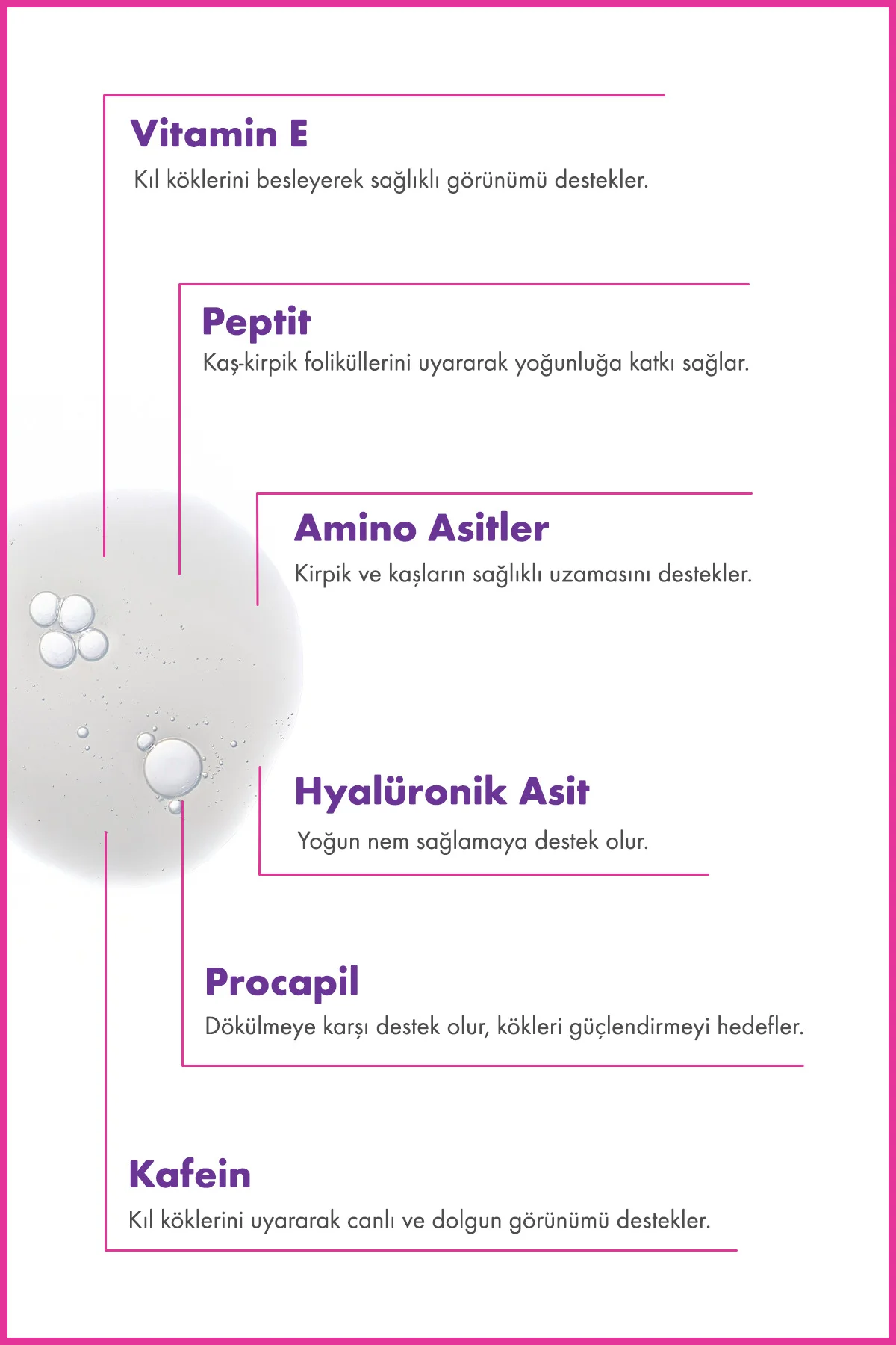 Su Bazlı Güçlendirici Kaş & Kirpik Serumu - Vitamin E, Procapil - Görsel 2
