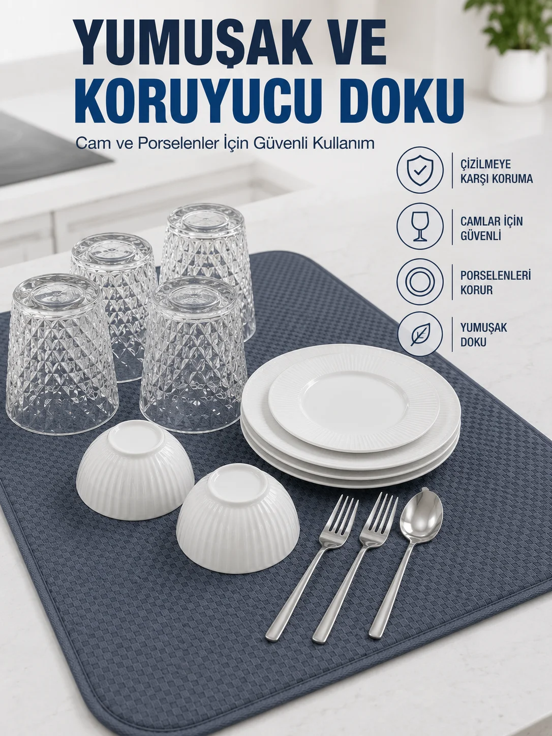 Su Emici Bulaşık Kurutma Matı Kaydırmaz ve Yumuşak Dokulu Kurutmalık Su Emici Bulaşık Kurutma Matı Kaydırmaz ve Yumuşak Dokulu Kurutmalık