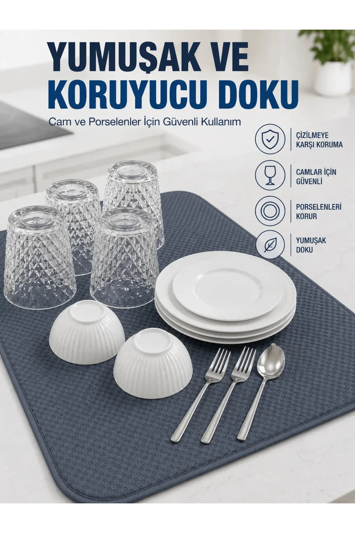 Su Emici Bulaşık Kurutma Matı Kaydırmaz ve Yumuşak Dokulu Kurutmalık Su Emici Bulaşık Kurutma Matı Kaydırmaz ve Yumuşak Dokulu Kurutmalık