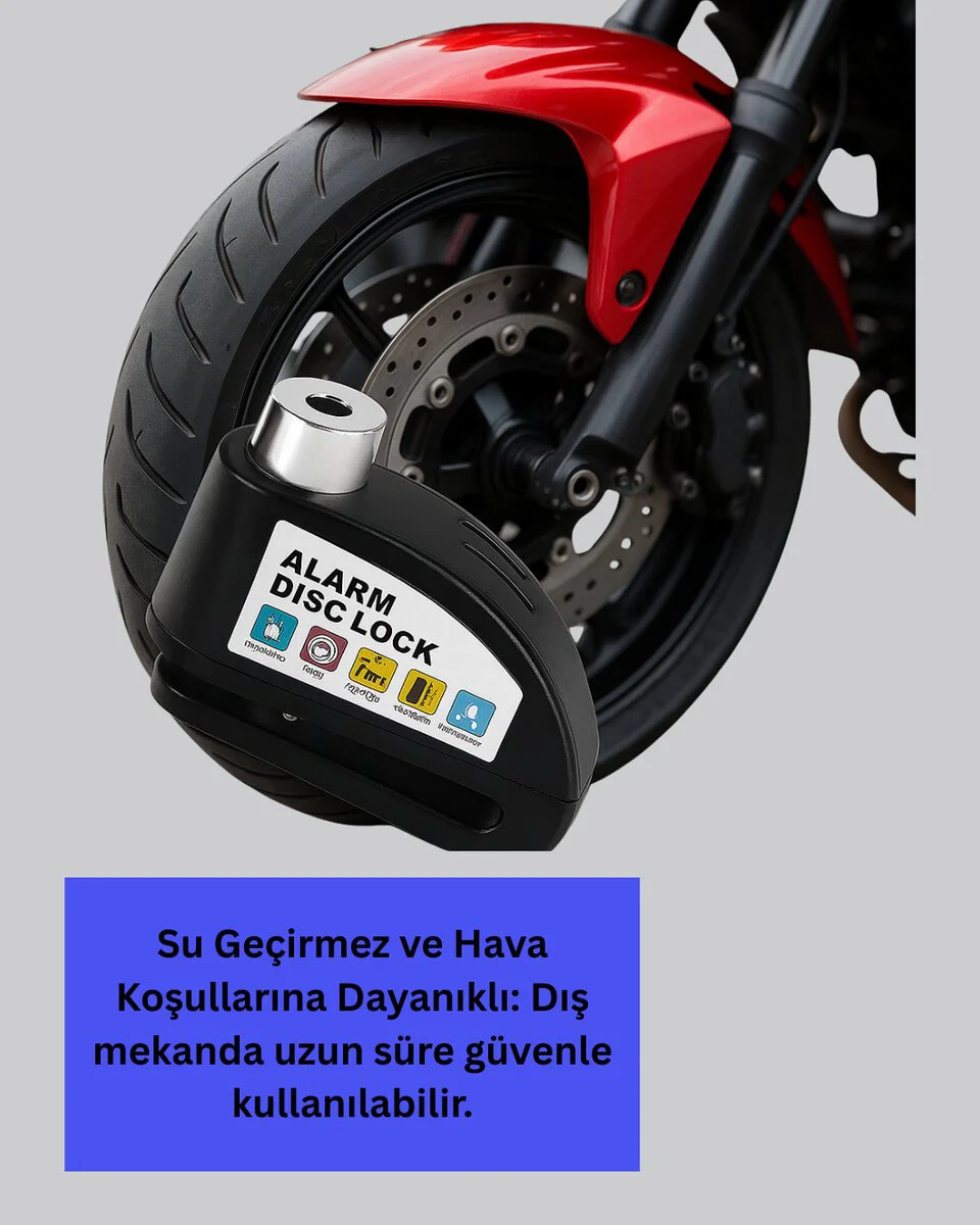 Su Geçirmez Alarm Disk Kilidi Motosiklet Scooter Bisiklet Güvenlik