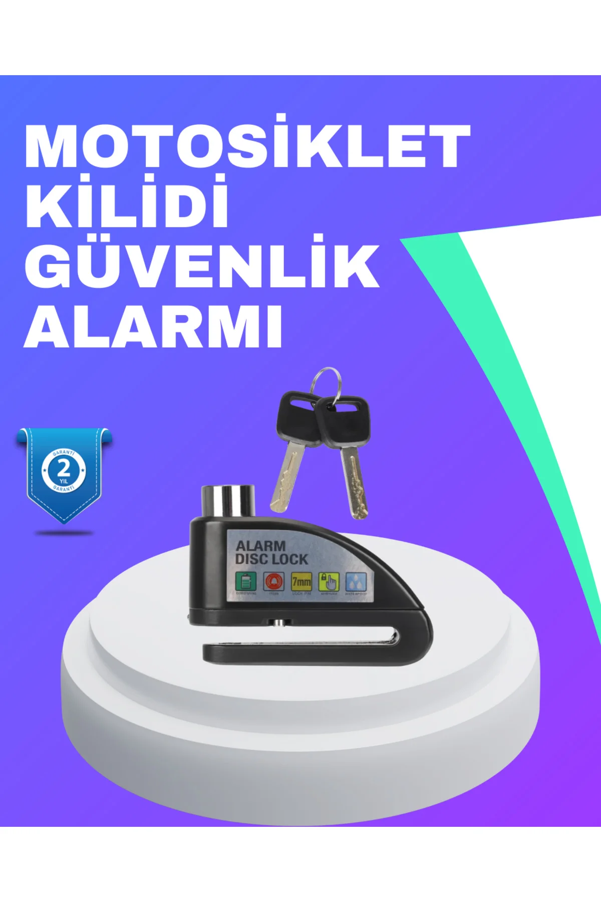 Su Geçirmez Alarm Disk Kilidi Motosiklet Scooter Bisiklet Güvenli