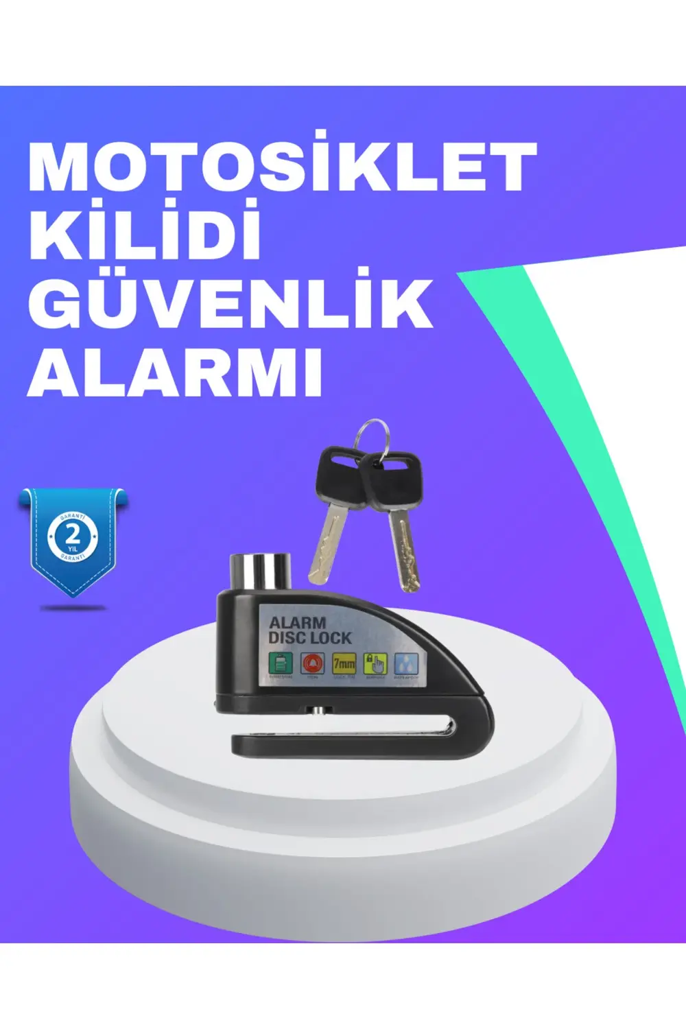 Su Geçirmez Alarm Disk Kilidi Motosiklet Scooter Bisiklet Güvenli