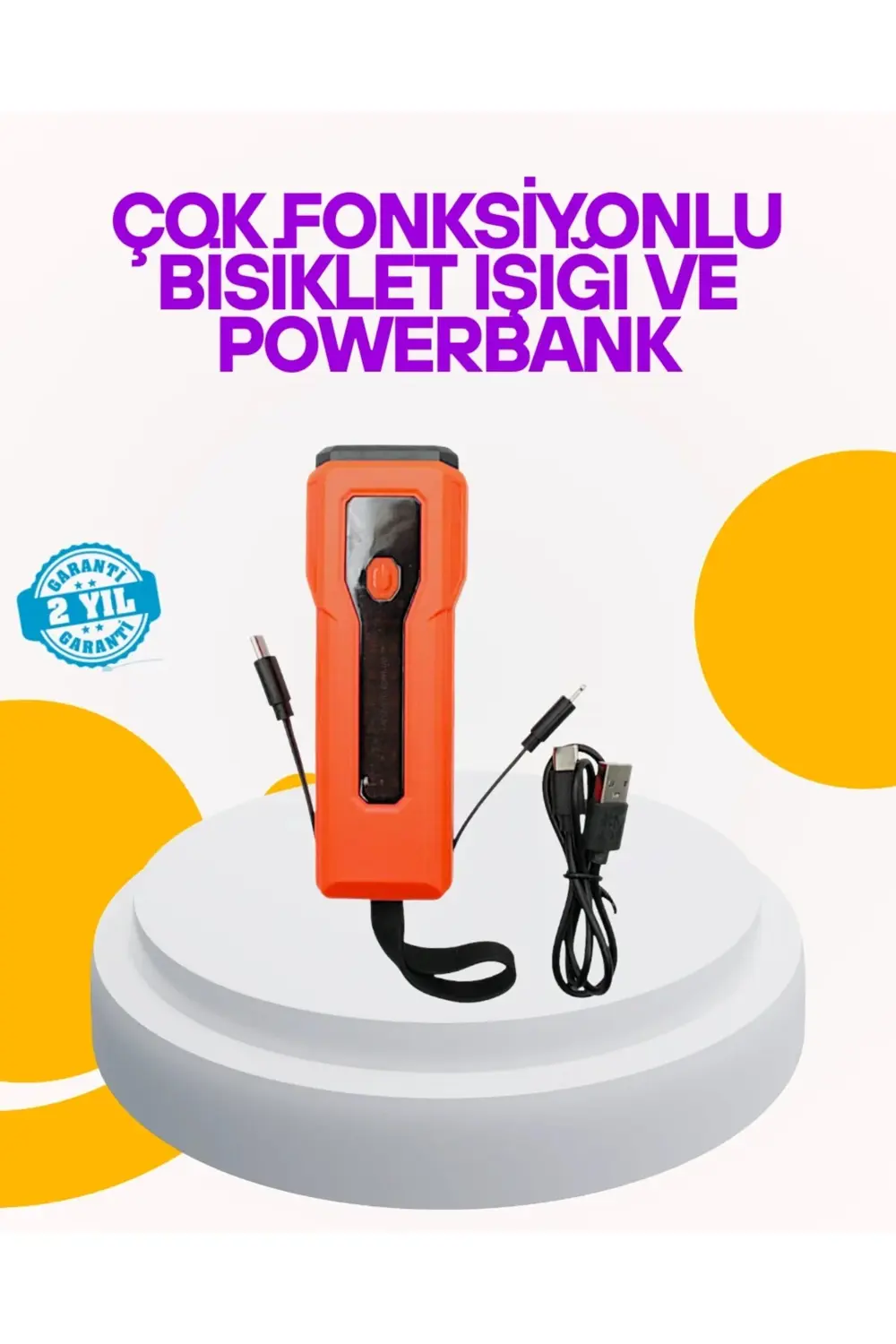 Su Geçirmez Bisiklet Işığı 5000 Mah Powerbankli Ön Far