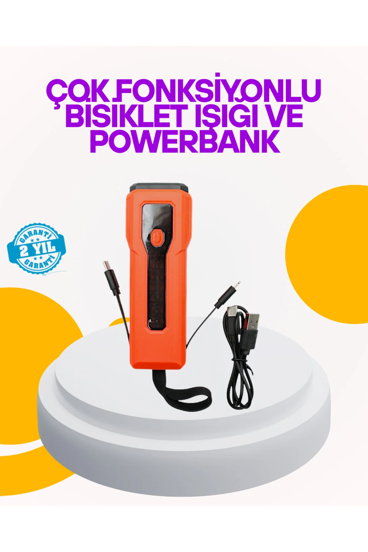 Su Geçirmez Bisiklet Işığı 5000 mAh Powerbankli Ön Far
