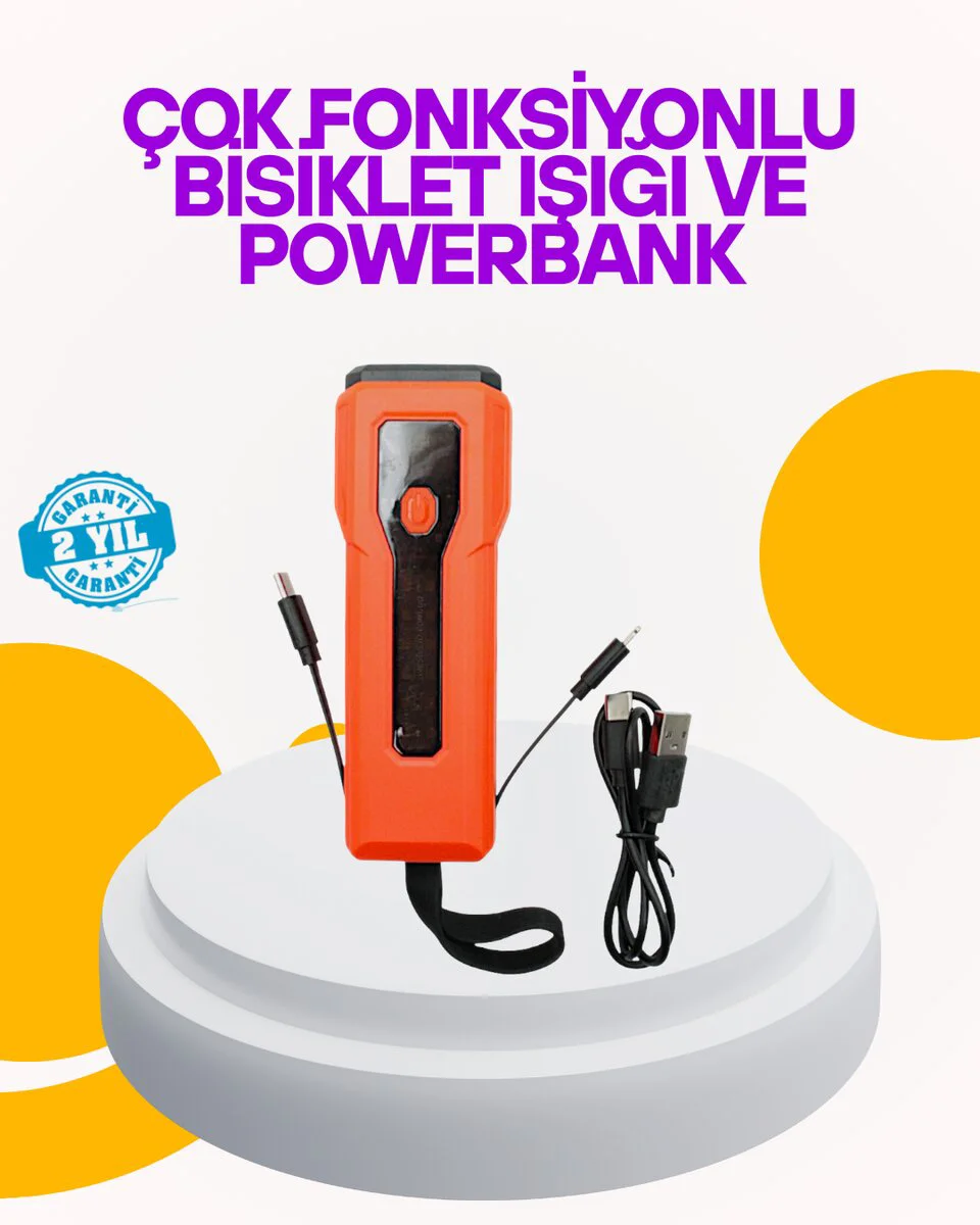 Su Geçirmez Bisiklet Işığı 5000 mAh Powerbankli Ön Far - 600 Lümen Güvenlik Ekipmanı