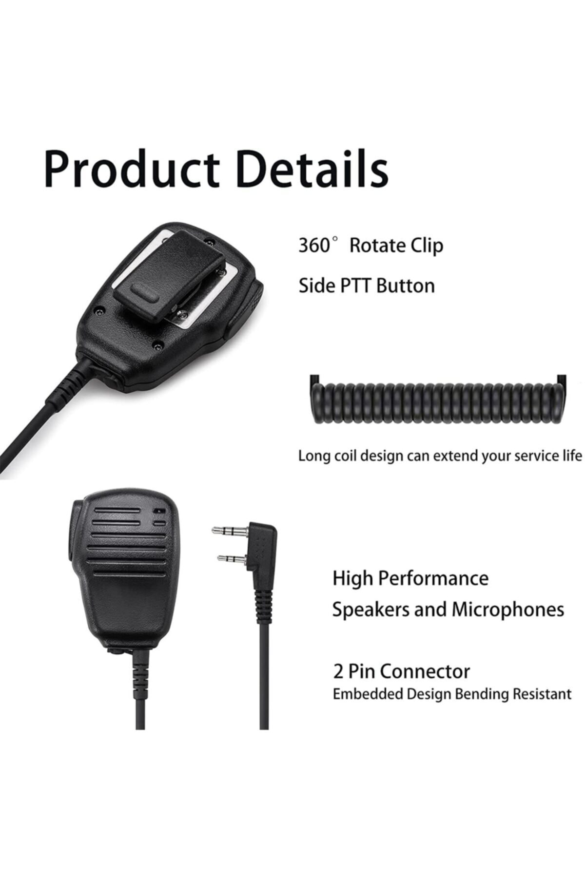 Su Geçirmez El Telsiz Plastik Mikrofon Tc-1000 Pmr Band Uhf El Te
