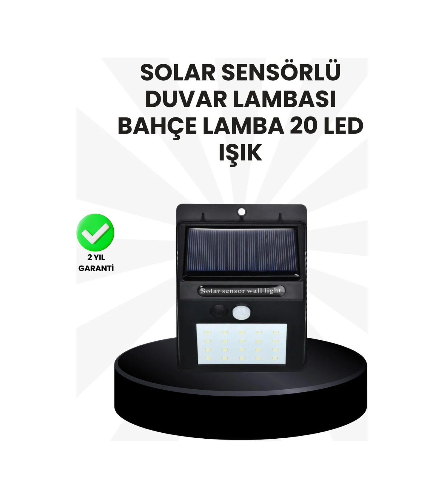 Su Geçirmez Ip65 20 Led Solar Sensörlü Bahçe Ve Veranda Aydınlatm